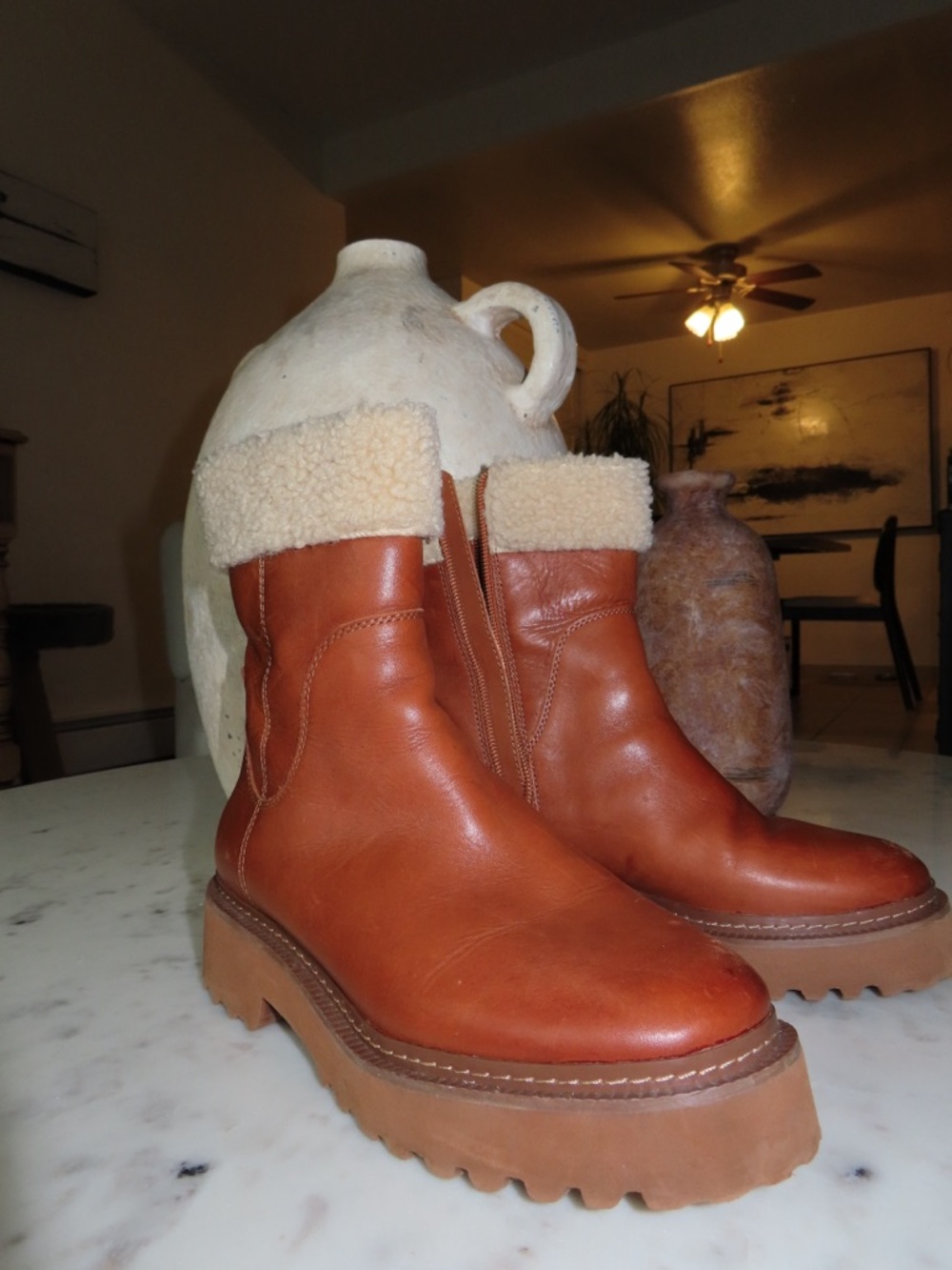 Vince Camuto Women's Tan Leather Platform Boot